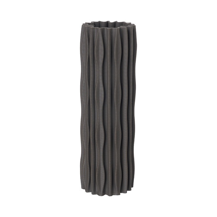 3D Ceramic Ripple Vase Charcoal Sml
