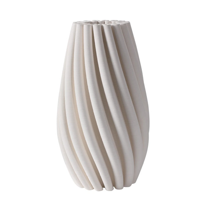 3D Printed Ceramic Swirl Vase Ivory 20cm