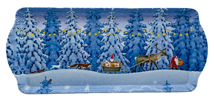 Almond Cake Serving Tray Eva Twilight Procession Reindeer