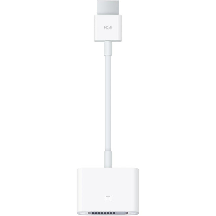 A white HDMI to USB-C adapter cable with a white rectangular connector on each end, shown on a plain white background.