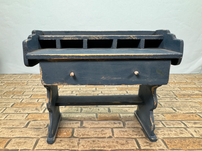 Artisan Handmade Signed Blue Rustic Desk