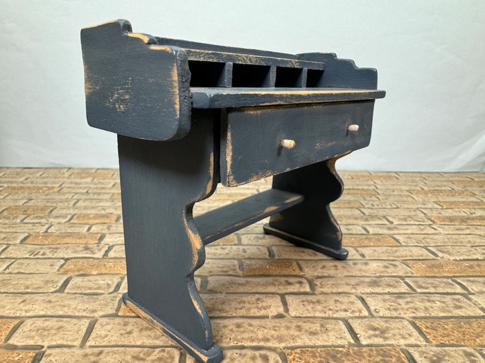 Artisan Handmade Signed Blue Rustic Desk