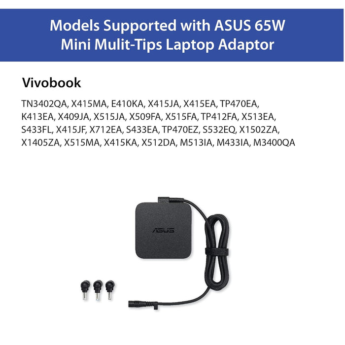 ASUS Original U65W-01 65W DC 19V 3.42A Universal Mini Multi-tips Laptop Charger Adapter with Power Cord