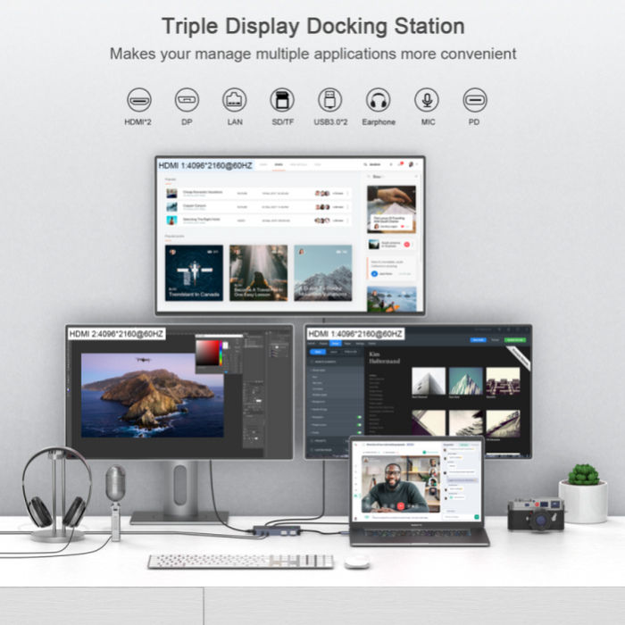 Black-i USB-C 11-in-1 DisplayLink Docking Station