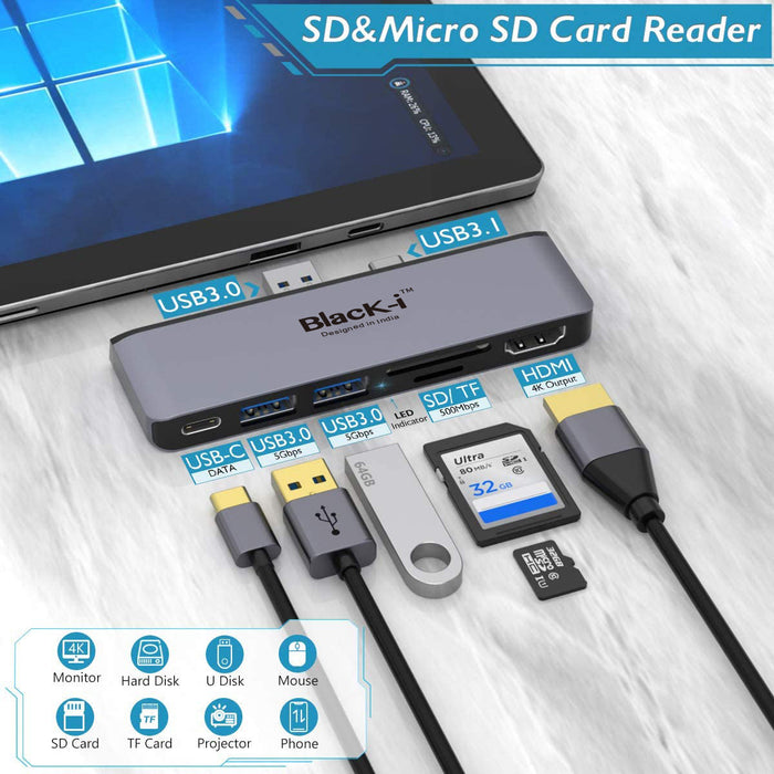 Black-i USB-C 7 in 1 Docking Station for Microsoft Pro