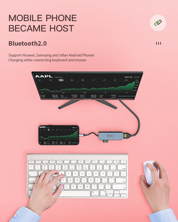 Black-i USB-C to Dual HDMI 4K with 1 USB 3.0 Port