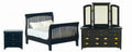 BLACK SLAT BEDROOM SET - 3PC (T5875)