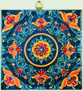 Blue Rosemaling Ceramic 6" Tile