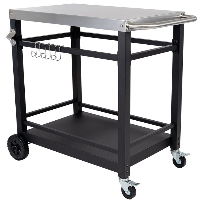 Boss Grill BBQ Serving Trolley with Utensil Hooks and Bottle Opener