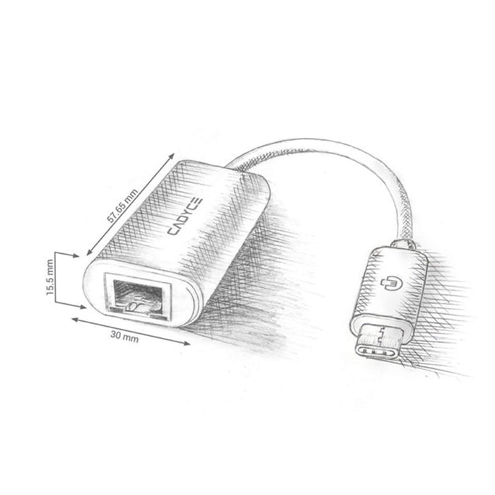 Cadyce CA-C3GE USB-C to RJ45 Gigabit Ethernet Adapter for Windows and Mac OS