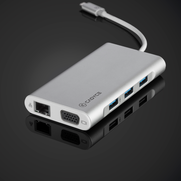 CADYCE USB-C TO USB 3.0 HUB, GIGABIT ETHERNET, HDMI (4K) & VGA ADAPTER WITH PD CHARGING CA-CU3HVG