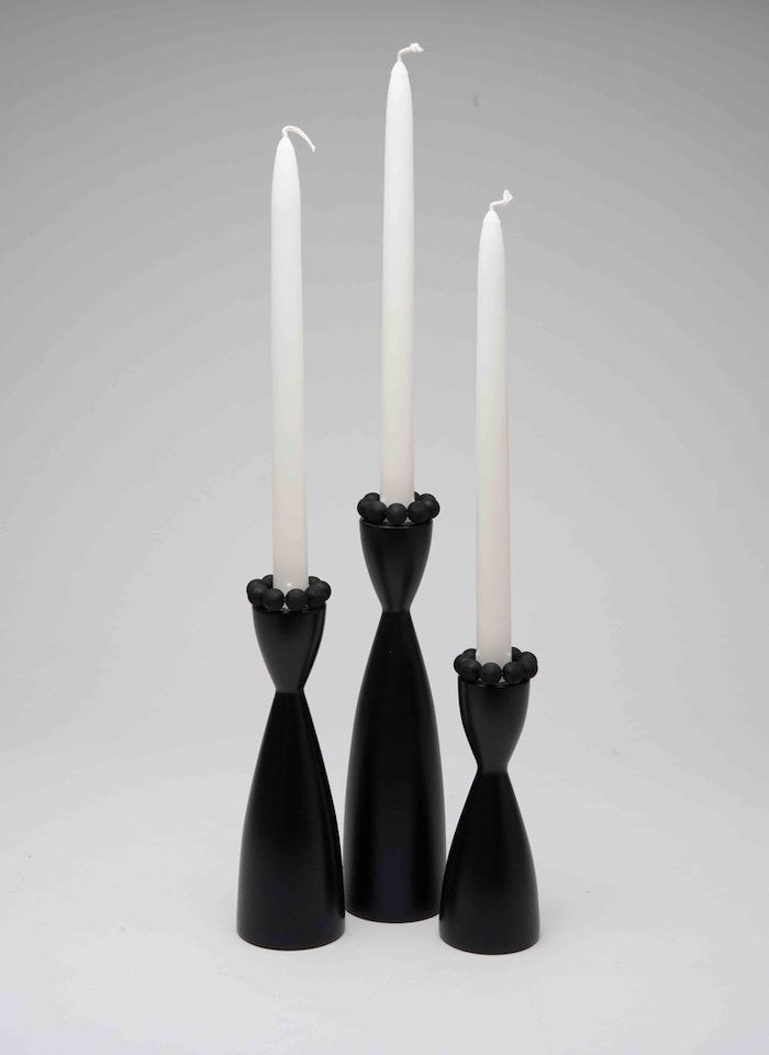 Candlestick Birch Wood Black