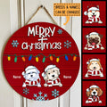 Christmas Door Decorations, Gifts For Dog Lovers, Merry Christmas String Lights Red Background Welcome Door Signs , Dog Mom Gifts