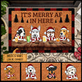 Christmas Personalized Doormat, Gifts For Dog Lovers, It's Merry Af In Here Outdoor Door Mat