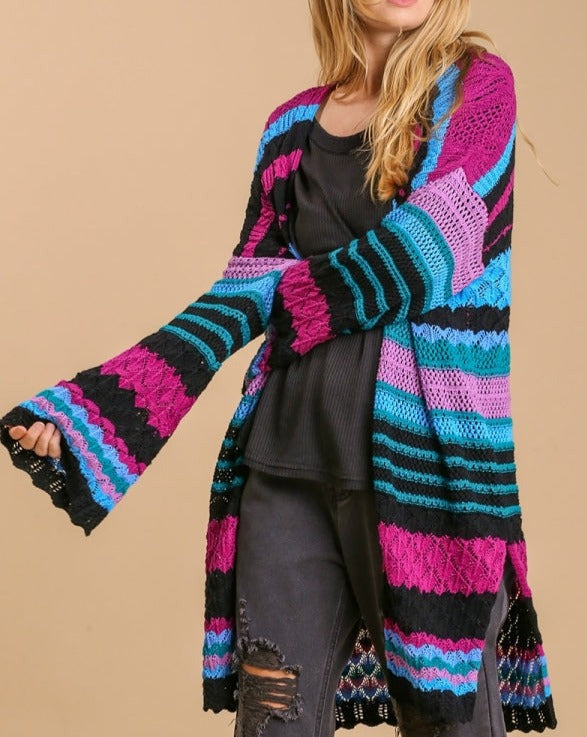 Color Block Cardigan Sweater