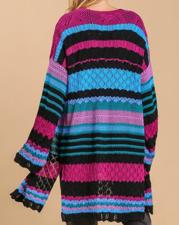 Color Block Cardigan Sweater