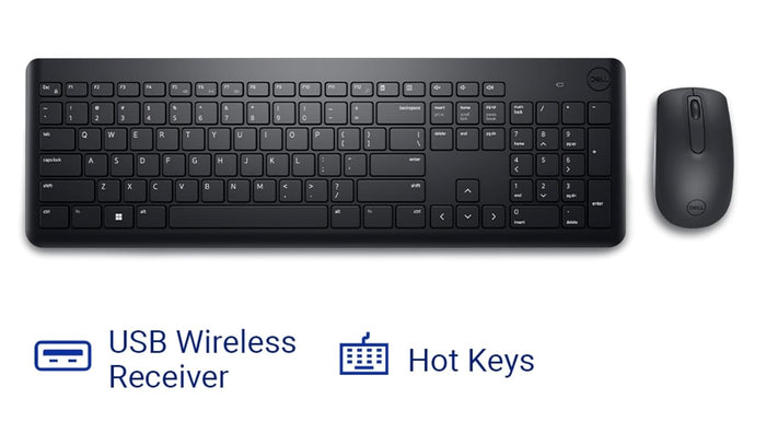 Dell KM3322W USB Wireless Spill-Resistant Keyboard and Mouse Combo - Black
