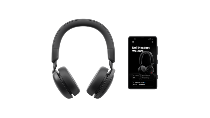 Dell WL5024 Pro Wireless Leatherette Headband Active Noise Cancellation Headset with Microphone - Black