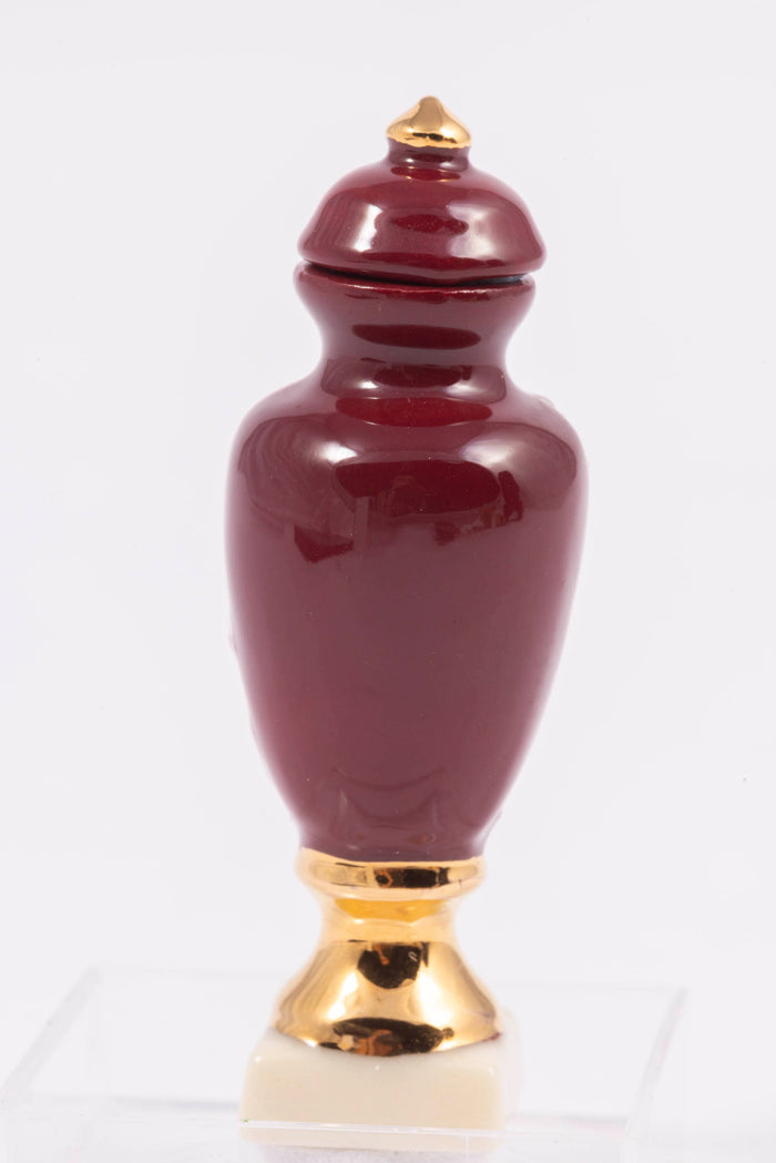 Dollhouse Miniature ~ Beautiful Vince Stapleton Porcelain Temple Jar in Red with White
