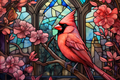 Dreamy Cardinal Among Flowers
