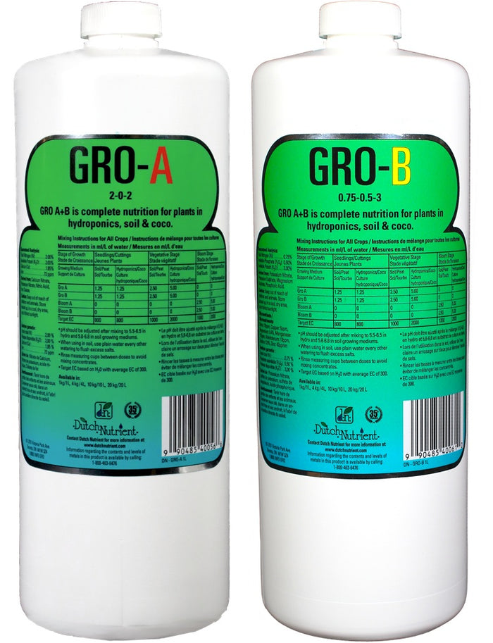 Dutch Nutrient Gro-A (2-0-2) & Gro-B (0-1-3)
