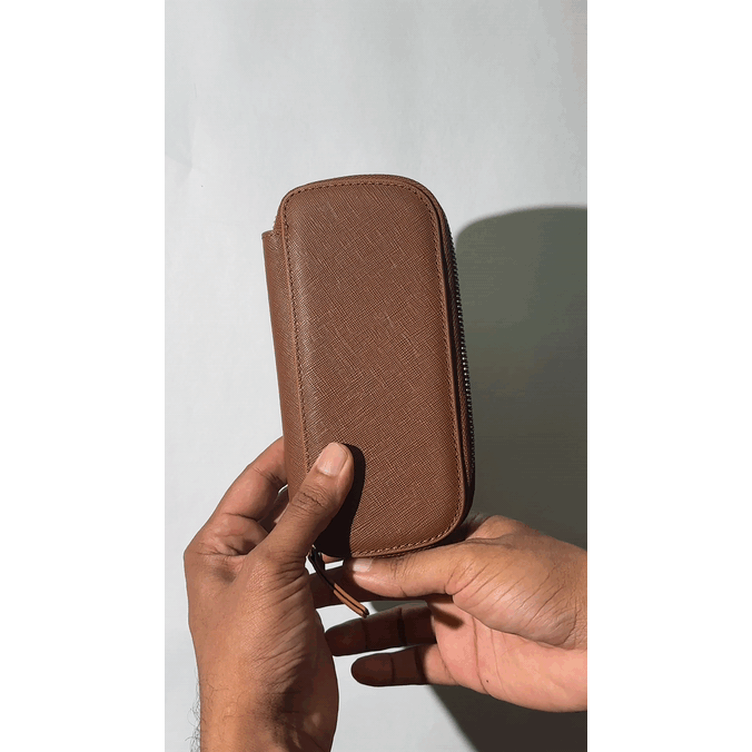 Endless Companion Leather Adjustable Pen Pouch - 3 Pens - Brown