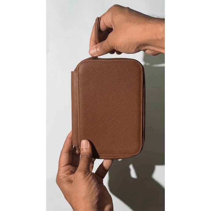 Endless Companion Leather Adjustable Pen Pouch - 5 Pens - Brown