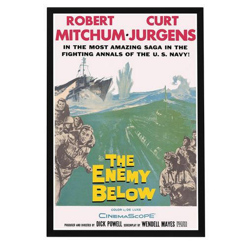 "Enemy Below" (1958) Framed Movie Poster