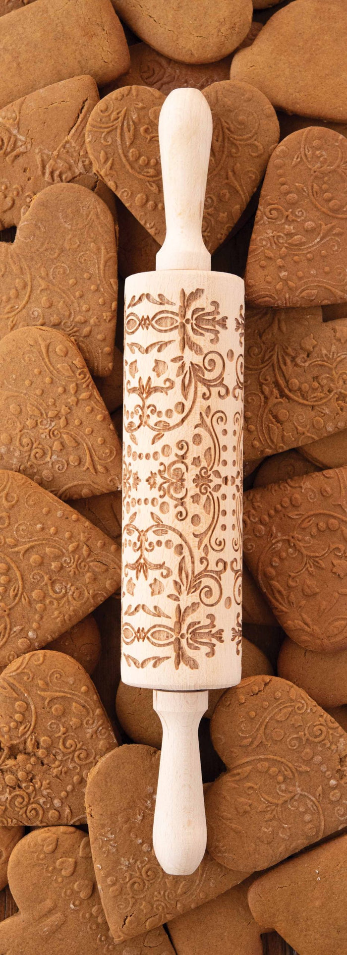 Engraved Rolling Pin Folk Pattern