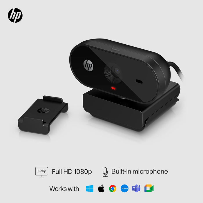 HP 320 FHD Webcam - USB-A Computer Camera with Mic & Privacy Cover - for Desktop, Laptop, & Chromebook