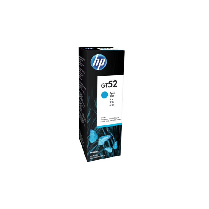 HP GT52 70ml Cyan Original Ink Bottle (M0H54AA) – For HP GT & DeskJet Printers, 8000 Pages