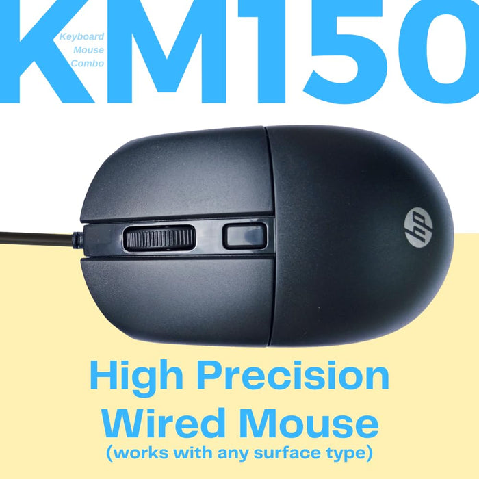 HP KM150 Wired Keyboard and Mouse Combo Full-Size Keyboard