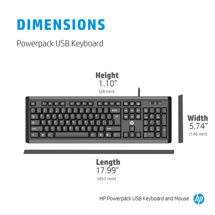 HP Powerpack USB Wired Keyboard and Mouse Combo