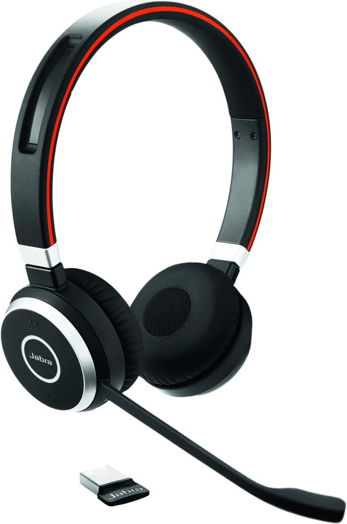 JABRA EVOLVE 65 SE Link 380A UC Bluetooth Wireless Passive Noise Cancellation Stereo Headset with Mic - Black
