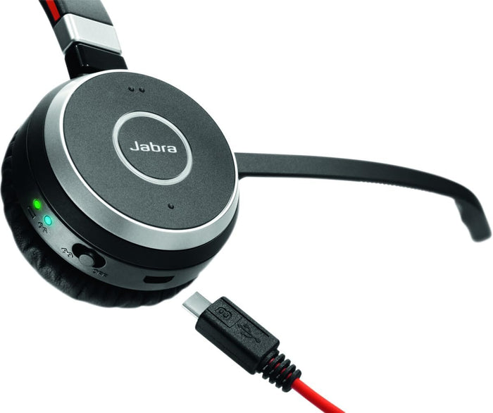 JABRA EVOLVE 65 SE Link 380A UC Bluetooth Wireless Passive Noise Cancellation Stereo Headset with Mic - Black