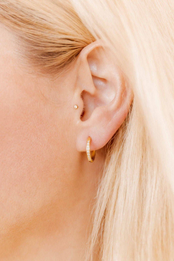LINNY CO | Huggie Earrings - Scarlett Hoop Gold 12mm CZ
