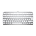 Logitech wireless keyboard in white and silver, shown from a top-down view on a solid white background.