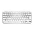 Logitech wireless keyboard in white and silver, shown from a top-down view on a solid white background.