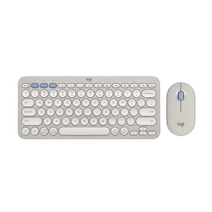Logitech wireless keyboard and mouse set on a white background