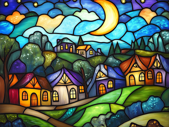 Moonlit Night Stained Glass
