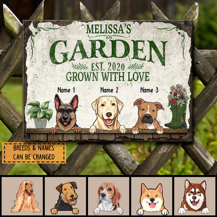 Pawzity Metal Garden Sign, Gifts For Dog Lovers, Grown With Love Plant & Flower Vintage Signs