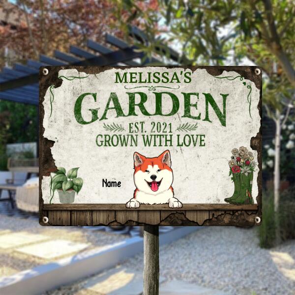 Pawzity Metal Garden Sign, Gifts For Pet Lovers, Grown With Love Plant & Flower Vintage Signs