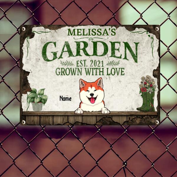 Pawzity Metal Garden Sign, Gifts For Pet Lovers, Grown With Love Plant & Flower Vintage Signs