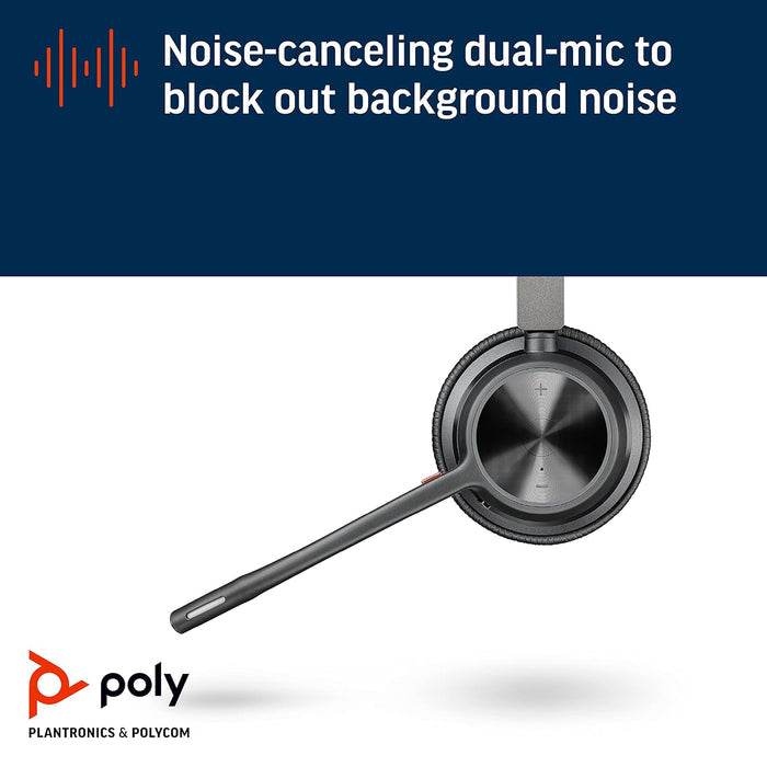 Poly Voyager 4320 UC V4320 Wireless Bluetooth Stereo Headset with USB-A BT700 dongle - Black