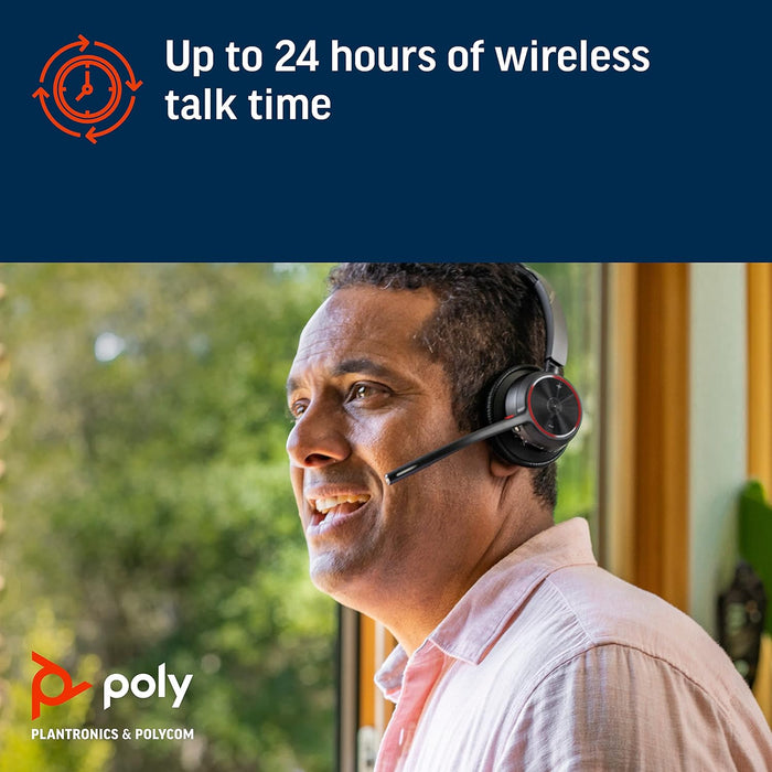 Poly Voyager 4320 UC V4320 Wireless Bluetooth Stereo Headset with USB-A BT700 dongle - Black