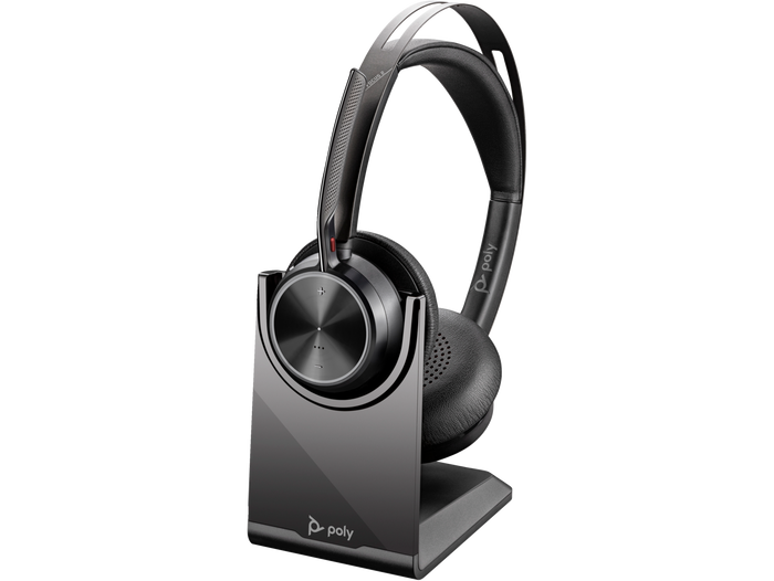 Poly Voyager Focus 2 UC Stereo Hybrid ANC Bluetooth Wireless Headset with Charging Stand