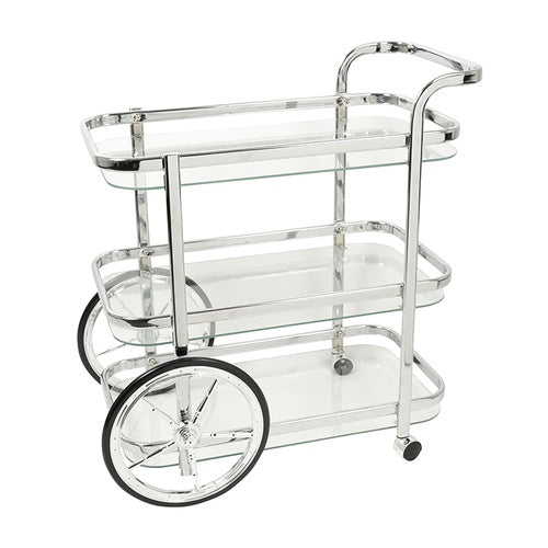 Rect Glass Chrome Bar Cart - Pre Order