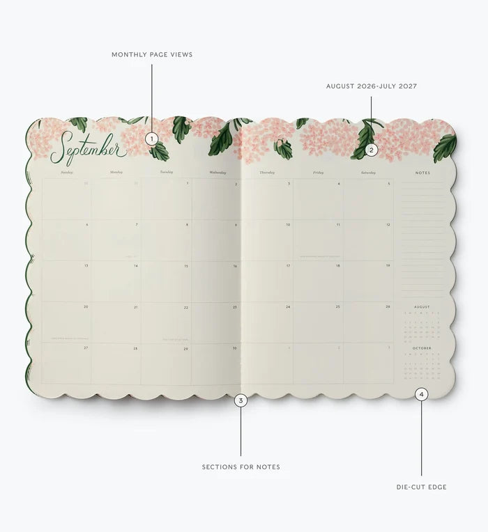 RIFLE PAPER CO. | 2027 Pink Hydrangea 12-Month Academic Appointment Notebook