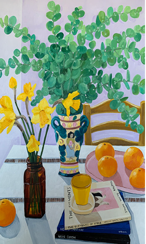 SILK Daffodils and Oranges Scarf 200x70