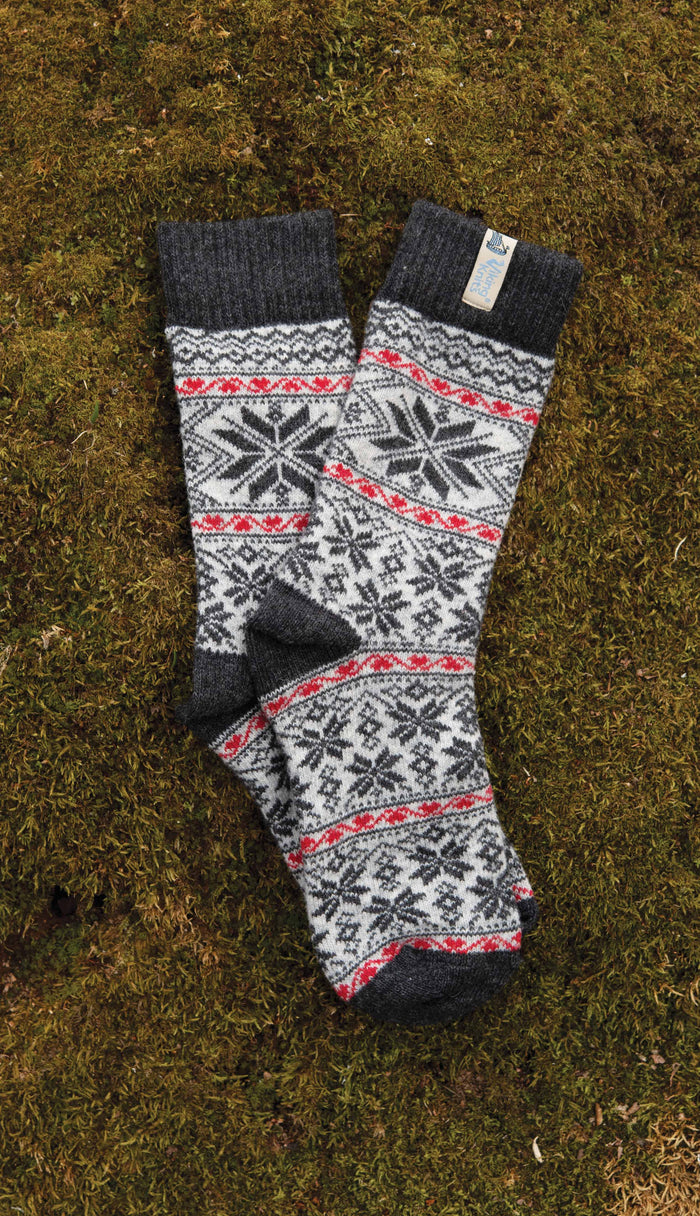 Sock Viking Knit Wool - Bergen Snowflake